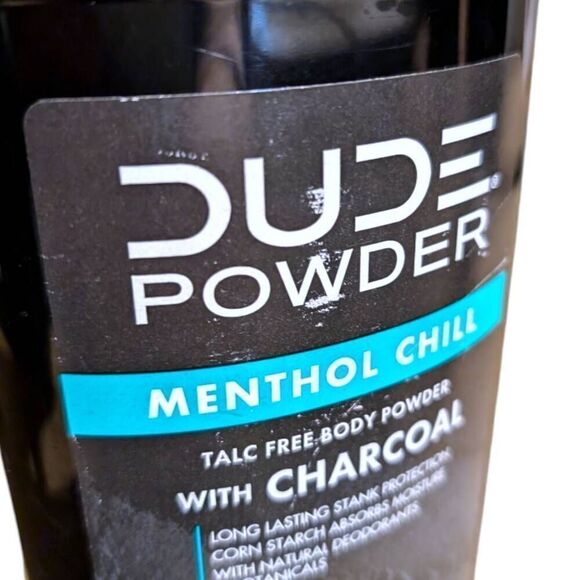 Dude Body Powder Menthol Chill with Charcoal 10 oz Deodorant Absorbs Sweat - Picture 6 of 7